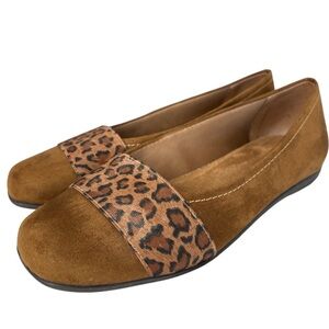 Trotters Samantha Chestnut Vegan Calf Leather Womens Shoe Sz 6.5 WW Loafer Flats